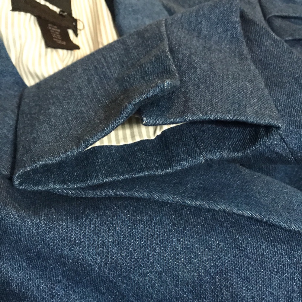 500 Maison Cinqcent Denim Puff Sleeve Blazer Jacket Size Medium NWOT Cropped - Picture 6 of 12
